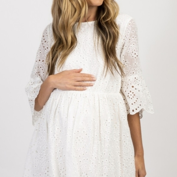 Pinkblush white scalloped maternity dress - Picture 3 of 9